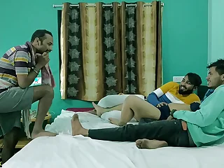 Three boyfriend bonking cheating Girlfriend together! Hindi Foursome Sex