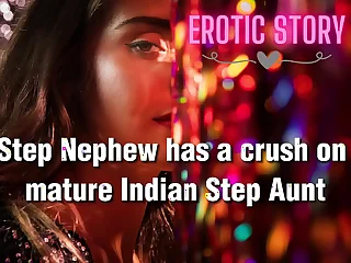 Step Nephew has a crush exposed to mature Indian Step Aunt